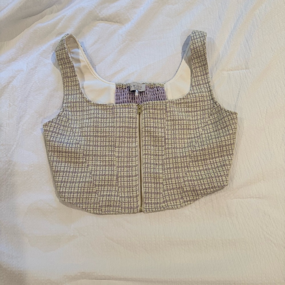Wayf Lavender and Cream‎ Textured Top